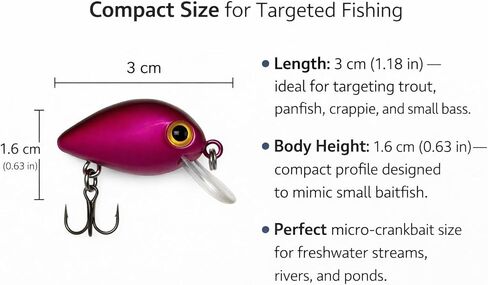 Crankbait Fishing Lures Set of 5 – Hard Bait for Bass, Trout & Panfish – Metallic Reflective Mini Crankbaits with Treble Hooks in Saudi Arabia