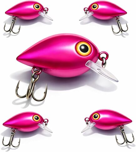 Crankbait Fishing Lures Set of 5 – Hard Bait for Bass, Trout & Panfish – Metallic Reflective Mini Crankbaits with Treble Hooks in Saudi Arabia