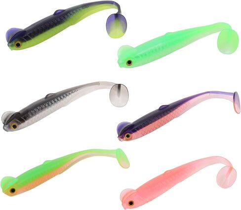 Paddle Tail Swimbaits Lures, Soft Plastic Fishing Lures Kit, 2.36" Bass Fishing Bait for Bass Trout Crappie Walleye Freshwater and Saltwater (6 Pcs, 6 Colors) in Saudi Arabia