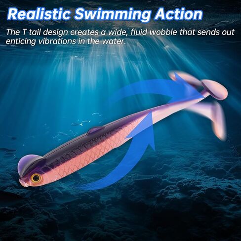 Paddle Tail Swimbaits Lures, Soft Plastic Fishing Lures Kit, 2.36" Bass Fishing Bait for Bass Trout Crappie Walleye Freshwater and Saltwater (6 Pcs, 6 Colors) in Saudi Arabia