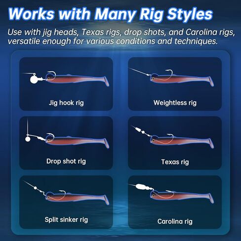 Paddle Tail Swimbaits Lures, Soft Plastic Fishing Lures Kit, 2.36" Bass Fishing Bait for Bass Trout Crappie Walleye Freshwater and Saltwater (6 Pcs, 6 Colors) in Saudi Arabia