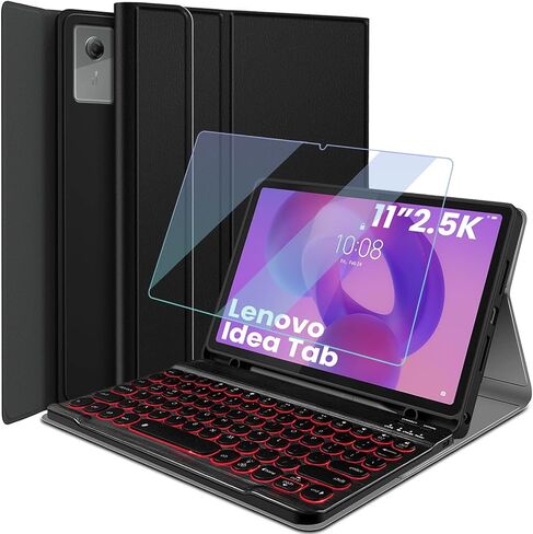 Backlit Keyboard Case for Lenovo Idea Tab 11" 2025 (TB-336ZU/TB-336FU) with Screen Protector, Wineecy 7 Colors Light Detachable Wireless Keyboard PU Leather Folio Case for 11" Lenovo Idea Tab 2025 in Saudi Arabia
