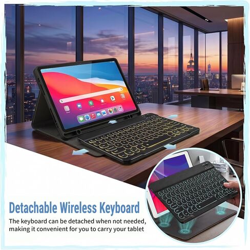 Backlit Keyboard Case for Lenovo Idea Tab 11" 2025 (TB-336ZU/TB-336FU) with Screen Protector, Wineecy 7 Colors Light Detachable Wireless Keyboard PU Leather Folio Case for 11" Lenovo Idea Tab 2025 in Saudi Arabia