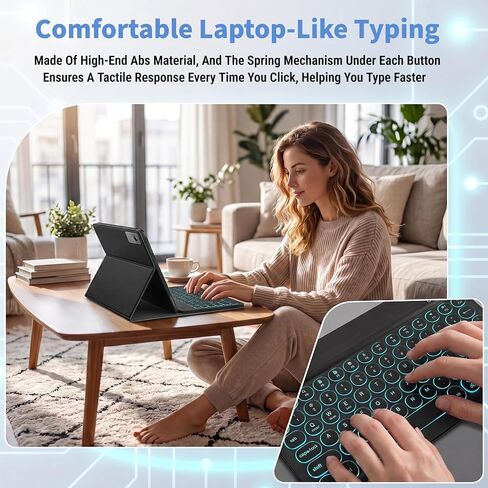 Backlit Keyboard Case for Lenovo Idea Tab 11" 2025 (TB-336ZU/TB-336FU) with Screen Protector, Wineecy 7 Colors Light Detachable Wireless Keyboard PU Leather Folio Case for 11" Lenovo Idea Tab 2025 in Saudi Arabia