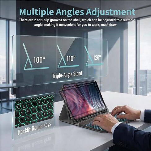 Backlit Keyboard Case for Lenovo Idea Tab 11" 2025 (TB-336ZU/TB-336FU) with Screen Protector, Wineecy 7 Colors Light Detachable Wireless Keyboard PU Leather Folio Case for 11" Lenovo Idea Tab 2025 in Saudi Arabia