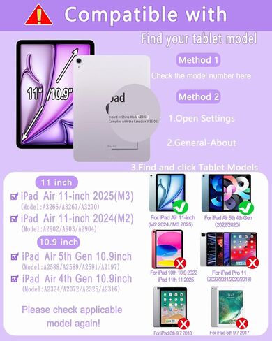 حافظة EAMPANG مع ماوس لوحة مفاتيح لجهاز iPad Air 11 بوصة M4 M3 M2/ Air 10.9 الجيل الخامس من الجيل الرابع، غطاء مغناطيسي قابل للفصل بإضاءة خلفية قوس قزح مع حامل قلم رصاص لجهاز iPad Air 4 5 6 Gen أرجواني in Kuwait