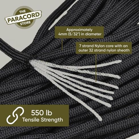 The Paracord Store Type III 550 Paracord for Active Outdoors - Heavy Duty 7 Strand Tactical Paracord - USA Made Nylon Outdoor Parachute Cord for Camping, Fishing & More - Survival Cord for Emergency. in Saudi Arabia