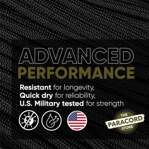 The Paracord Store Type III 550 Paracord for Active Outdoors - Heavy Duty 7 Strand Tactical Paracord - USA Made Nylon Outdoor Parachute Cord for Camping, Fishing & More - Survival Cord for Emergency. in Saudi Arabia