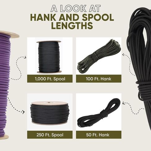 The Paracord Store Type III 550 Paracord for Active Outdoors - Heavy Duty 7 Strand Tactical Paracord - USA Made Nylon Outdoor Parachute Cord for Camping, Fishing & More - Survival Cord for Emergency. in Saudi Arabia