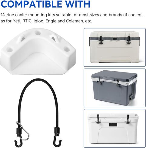 Boat Marine Cooler Mounting Kit Fit for Yeti, Igloo, Engle, Coleman, Keywest Most Coolers, Boat Marine Cooler Tie Down Straps Kit to Prevent Sliding & Securing Cooler/Tackle Boxes/Ice Chest in Saudi Arabia