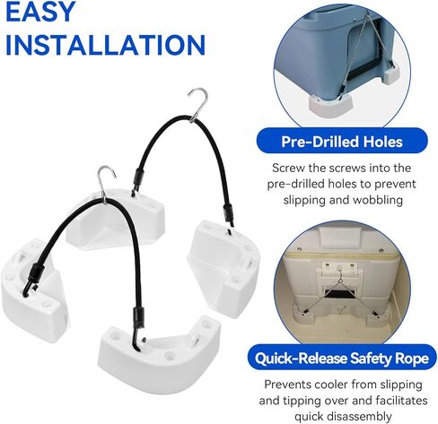 Boat Marine Cooler Mounting Kit Fit for Yeti, Igloo, Engle, Coleman, Keywest Most Coolers, Boat Marine Cooler Tie Down Straps Kit to Prevent Sliding & Securing Cooler/Tackle Boxes/Ice Chest in Saudi Arabia