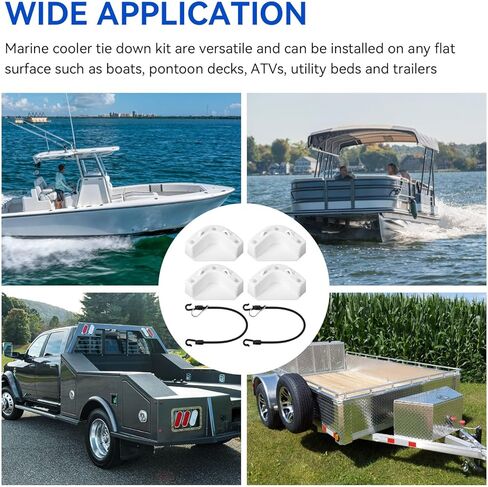 Boat Marine Cooler Mounting Kit Fit for Yeti, Igloo, Engle, Coleman, Keywest Most Coolers, Boat Marine Cooler Tie Down Straps Kit to Prevent Sliding & Securing Cooler/Tackle Boxes/Ice Chest in Saudi Arabia
