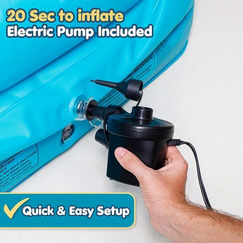 Inflatable Toddler Travel Bed with Electric Pump – Portable Toddler Bed & Toddler Air Mattress for Kids 2-7, Blow Up Bed for Camping, Travel & Sleepovers with Safety Bumpers in Saudi Arabia