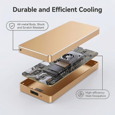 محرك أقراص الحالة الصلبة المحمول SSD المحمول، محرك أقراص الحالة الصلبة USB-C عالي السرعة (ذهبي) in Saudi Arabia