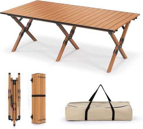 Giantex Folding Camping Table, Roll-Up Folding Table w/Carry Bag, Portable Aluminum Picnic Table, Low Height Beach Table for Outdoor Use, Travel, BBQ & Hiking, Easy Assembly, 47"L x 23"W x 18"H in Saudi Arabia