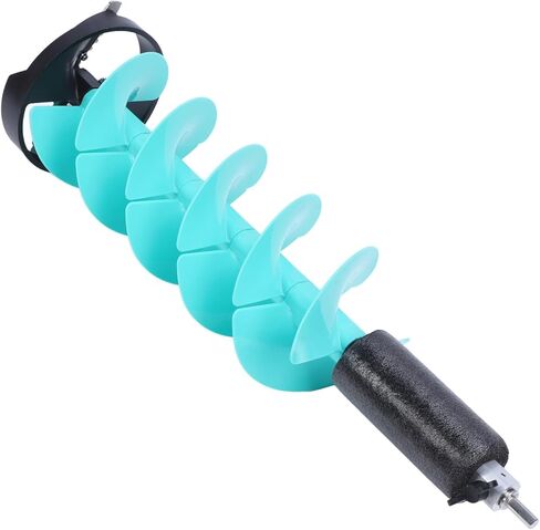 Focket Electric Ice Auger, 8 Inch Diameter 28 Inch Shaft Lightweight Nylon Ice Fishing Drill Auger, Cordless Drill with Centering Point Vane/Wing Adapter for Fishing in Saudi Arabia
