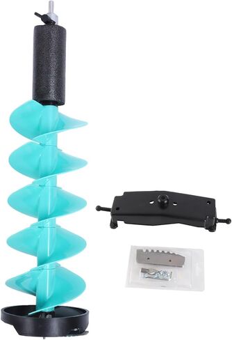 Focket Electric Ice Auger, 8 Inch Diameter 28 Inch Shaft Lightweight Nylon Ice Fishing Drill Auger, Cordless Drill with Centering Point Vane/Wing Adapter for Fishing in Saudi Arabia