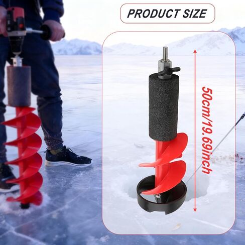 Ice Drill, Ice Auger, Tool, Fishing Accessory, Winter Equipment, Aluminum Alloy, Suitable for Winter Fishing, Fishing, Lake Fishing, Ri, 50cm in Saudi Arabia