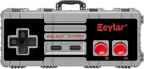 Eylar 38" Hard Roller Rifle Case (Gray) w/Retro Controller UV Print and RAGAR 35.75" Foam Insert, Waterproof, Shockproof Meets TSA Requirements in Saudi Arabia