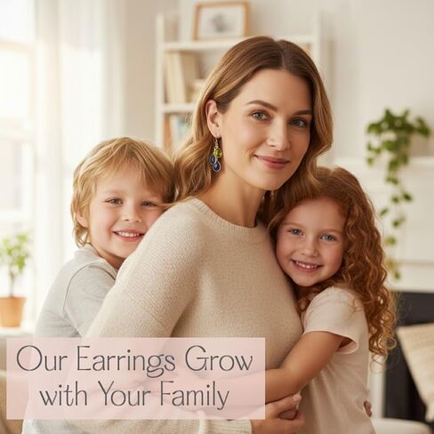 Custom Birthstone earrings for mom, dangle long earrings, drop earrings, birthday gifts for mom, grandmother gift, mother earrings, tiny teardrop cascade earrings in Saudi Arabia