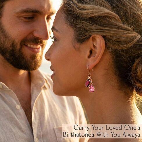 Custom Birthstone earrings for mom, dangle long earrings, drop earrings, birthday gifts for mom, grandmother gift, mother earrings, tiny teardrop cascade earrings in Saudi Arabia