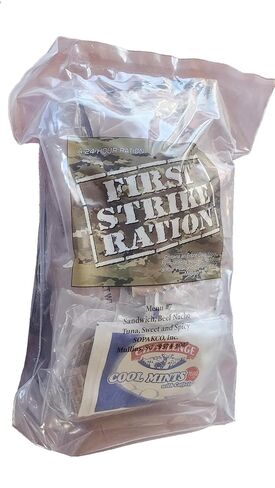 First Strike Ration FSR - 24hr Meals Ready To Eat Military Surplus (Menu 7 - Beef Nacho Sandwich and Spicy Tuna) in Saudi Arabia