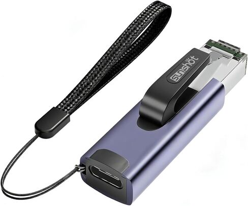 محول Sunshot USB C إلى RJ45 Gigabit Ethernet، محول جيجابت محمول بسرعة 1 جيجابت في الثانية إلى Type-C أنثى إلى RJ45 ذكر، متوافق مع MacBook Pro/Air، iPhone 16 Pro/Max، iPad Pro، XPS. in Kuwait