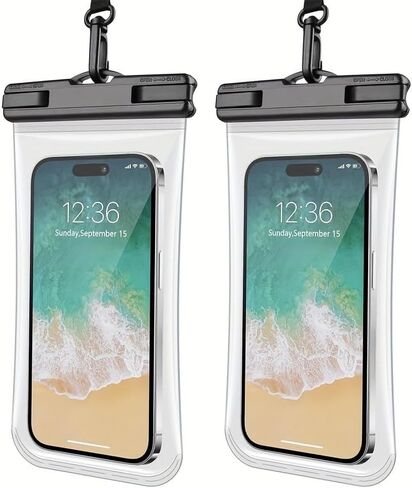 2-Pack 3D Universal Waterproof Phone Pouches, Made of Transparent TPU Material, Touch-Sensitive, with Lanyard, Waterproof (Black White) in Saudi Arabia