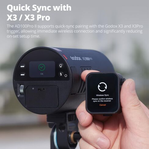Godox AD100 Pro II AD100Pro II فلاش ستروب خارجي، 100 واط Godox Flash 2.4G TTL 1/8000s HSS، مع بطارية ليثيوم 2850 مللي أمبير، 10 مستويات سطوع، 490 بوبس كامل الطاقة، إعادة تدوير 0.01 ~ 1.5 ثانية in Saudi Arabia