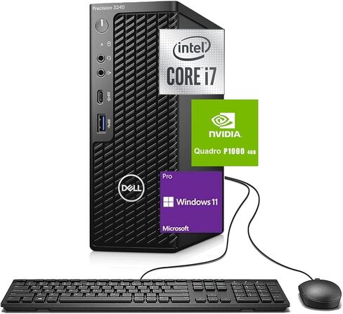 كمبيوتر سطح المكتب Dell Precision 3240 Workstation، Intel Core i7-10700 حتى 4.7 جيجا هرتز، NVIDIA Quadro P1000، 16 جيجا DDR4 RAM 512 جيجا SSD، لوحة مفاتيح وماوس، USB Wi-Fi، Windows 11 Pro (متجدد) in Saudi Arabia