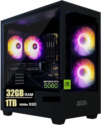 كمبيوتر الألعاب Gamer Xtreme - Intel Core i7، ذاكرة الوصول العشوائي DDR 32 جيجابايت، 1 تيرابايت NVMe SSD، NVIDIA GeForce RTX 5060 8 جيجابايت GDDR7، WiFi 6 Ready & Windows 11 Pro (Intel Core i7 | 32 جيجابايت ذاكرة الوصول العشوائي، RTX 5060 | 512 جيجابايت N in Saudi Arabia