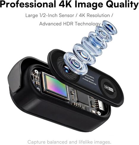 4K Webcam with Ring Light & Microphone, 4K Ultra HD Streaming Camera, Built-in Dual Noise-Canceling Mics, Auto Light Correction, for Zoom/Skype/Teams/YouTube/Twitch, Plug & Play, for PC in Saudi Arabia