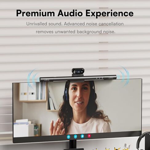 4K Webcam with Ring Light & Microphone, 4K Ultra HD Streaming Camera, Built-in Dual Noise-Canceling Mics, Auto Light Correction, for Zoom/Skype/Teams/YouTube/Twitch, Plug & Play, for PC in Saudi Arabia