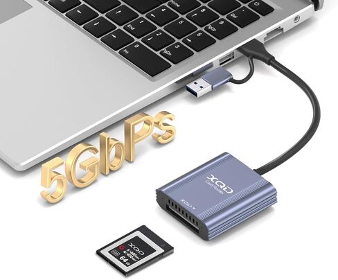 5Gbps XQD Card Reader, USB C & USB A 2-in-1 Adapter for Sony XQD Card Reader G/M Series & Lexar 2933x, Professional XQD Memory Card Reader for iPhone 17/16/15, MacBook, Nikon Z6/Z7/D850 in Saudi Arabia