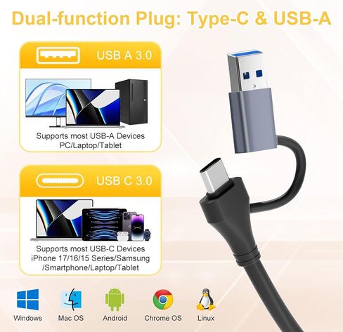 5Gbps XQD Card Reader, USB C & USB A 2-in-1 Adapter for Sony XQD Card Reader G/M Series & Lexar 2933x, Professional XQD Memory Card Reader for iPhone 17/16/15, MacBook, Nikon Z6/Z7/D850 in Saudi Arabia
