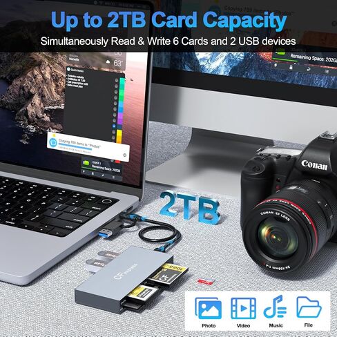 قارئ بطاقات CFexpress من النوع B 8 في 1، محول قارئ CF Express متعدد بسرعة 10 جيجابت في الثانية لقارئ بطاقات الذاكرة CFexpress Type B/CF/XD/MS/TF/SD مع منفذ بيانات USB Gen 3.2 لنظام التشغيل Windows/Mac/Linux/Android in Kuwait