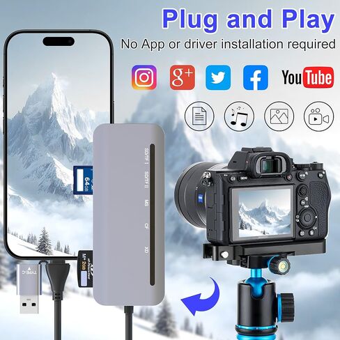 Memory Stick Pro Duo Card Reader, 7 in 1 USB-A/USB-C Multi Memory Card Reader for SD/TF/MS/XD/CF Cards, SD Card Reader for iPhone 17/16/15, Android, Camera, MacBook, Tablet, Laptop in Saudi Arabia