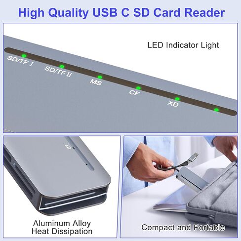 Memory Stick Pro Duo Card Reader, 7 in 1 USB-A/USB-C Multi Memory Card Reader for SD/TF/MS/XD/CF Cards, SD Card Reader for iPhone 17/16/15, Android, Camera, MacBook, Tablet, Laptop in Saudi Arabia