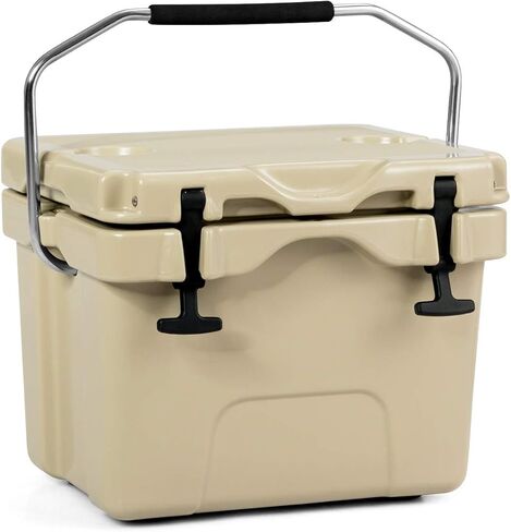 DORTALA 16 Quart Cooler, Heavy Duty Ice Chest with Handle, Drain Plug & 2 Cup Holders, 3-5 Day Ice Retention, Portable Ice Cooler Ideal for Camping, Travel, Fishing &Activities in Saudi Arabia
