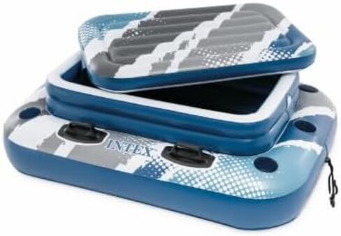 Intex Mega Chill II Inflatable Floating Cooler: 48" x 38" Beverage Raft with Removable Ice Chest – Includes 6 Cup Holders, 4 Heavy-Duty Handles, and Connectors for River Run Floats – 72 Can Capacity in Saudi Arabia