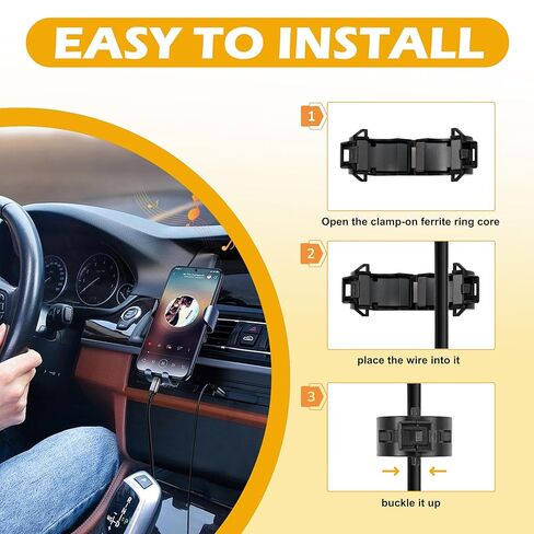 6 عبوات من فلتر قمع الضوضاء RFI EMI بمشبك 15 ملم من الفريت لكابلات الطاقة، USB، HDMI وكابلات الصوت/الفيديو، أسود in Kuwait