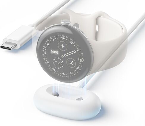 Charge Dock for Pixel 4 Watch - Compatible with Google Pixel Watch 4 41mm/45mm AI Smartwatch Replacement USB-C Magnetic Charger Stand Charging Station Cord - White in Saudi Arabia