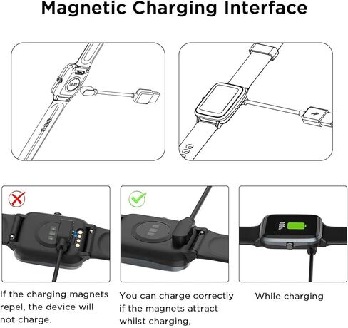 VeryFit Smart Watch Charger Magnetic 2 Pin, USB Charging Cable Replacement Smartwatch Cord Compatible with AEAC AR-01 Pro, IDW28 (2 Pack) in Saudi Arabia