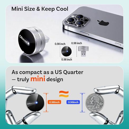 OTTOCAST Mini Tube 2026 Wireless CarPlay & Android Auto Adapter, 5GHz WiFi Auto Connect, Plug & Play for iPhone & Android, Stable Performance, Premium Aluminum Design in Saudi Arabia