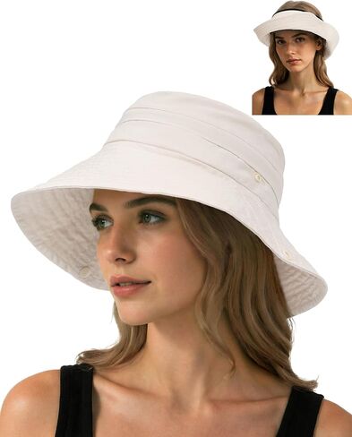 Senker Fashion Sun Hats for Women Men, Waterproof Packable 2 in 1 UV Protection Sunhat for Summer Hiking Outdoor Garden in Saudi Arabia