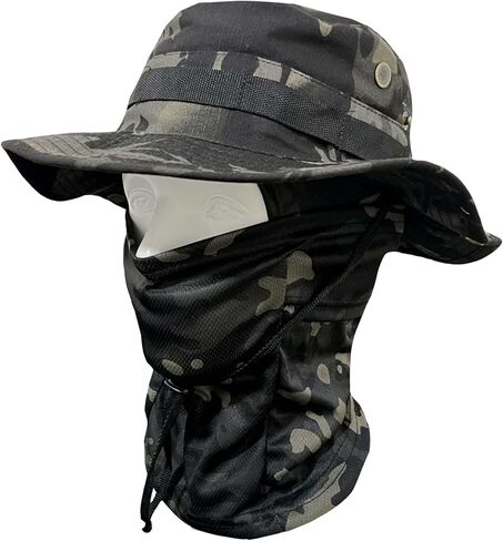 Men Camo Sun Hat Neck Mask Balaclava Set Sun Protection Boonie Fishing Hat Hiking Cycling Outdoor Sport Windproof in Saudi Arabia