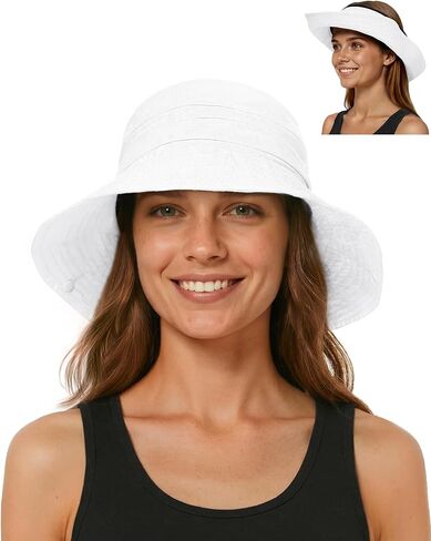 Senker Fashion Sun Hats for Women Men, Waterproof Packable 2 in 1 UV Protection Sunhat for Summer Hiking Outdoor Garden in Saudi Arabia