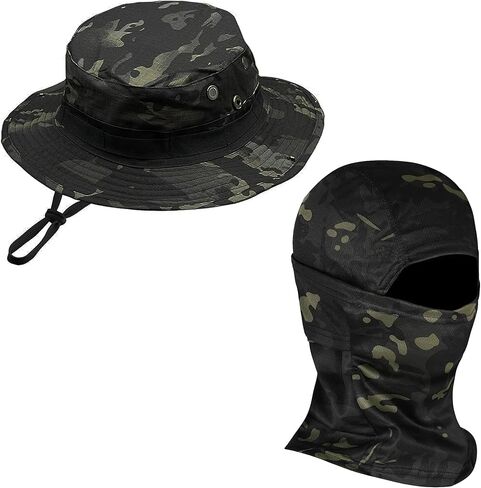 Men Camo Sun Hat Neck Mask Balaclava Set Sun Protection Boonie Fishing Hat Hiking Cycling Outdoor Sport Windproof in Saudi Arabia