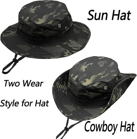 Men Camo Sun Hat Neck Mask Balaclava Set Sun Protection Boonie Fishing Hat Hiking Cycling Outdoor Sport Windproof in Saudi Arabia