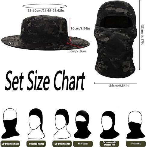 Men Camo Sun Hat Neck Mask Balaclava Set Sun Protection Boonie Fishing Hat Hiking Cycling Outdoor Sport Windproof in Saudi Arabia